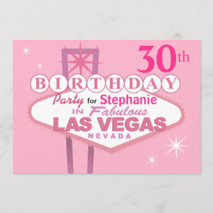 Invitación Trigésima fiesta de cumpleaños de Las Vegas - rosa