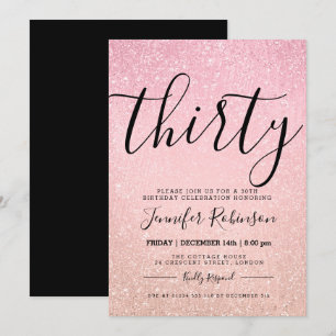 Invitación Trigésima pintura moderna del purpurina del rosa