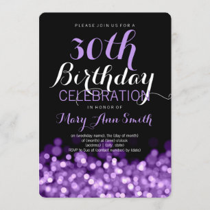 Invitación Trigésimas luces elegantes de la púrpura de la