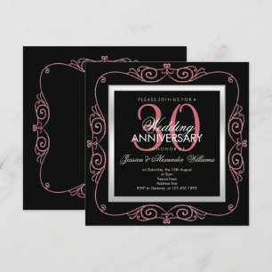 Invitación Trigésimo aniversario de boda enmarcado perla