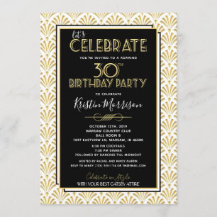Invitación trigésimo Art déco Gatsby del cumpleaños