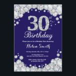 Invitación trigésimo Azules marinos del cumpleaños y diamante<br><div class="desc">trigésimo Invitación del cumpleaños. Diamante del diamante de imitación de los azules marinos y de la plata. El golpe elegante del cumpleaños invita. Cumpleaños adulto. Cumpleaños de las mujeres. Cumpleaños de los hombres. Para el arreglo para requisitos particulares adicional, haga clic por favor el "personalizar él" botón y utilice nuestra...</div>