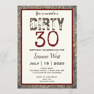 Invitación Trigésimo cumpleaños 30 sucios
