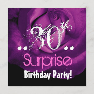 Invitación Trigésimo cumpleaños color de rosa púrpura Ver 001