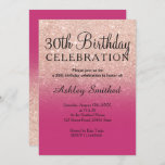 Invitación Trigésimo cumpleaños del oro del falso ombre<br><div class="desc">Una trigésima invitación del cumpleaños del falso del oro ombre color de rosa moderno,  original y simple del purpurina en un fondo rosado magenta completamente adaptable del color. ¡Trigésimo!</div>