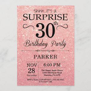 Invitación Trigésimo cumpleaños del oro del rosa de la
