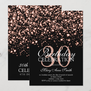 Invitación trigésimo Encanto de medianoche subió del oro de