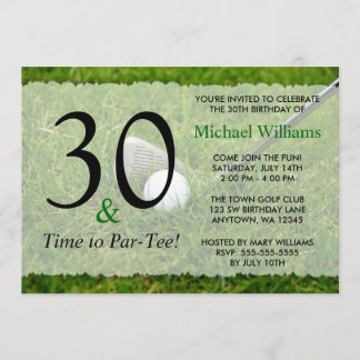 Invitación trigésimo Fiesta de cumpleaños del golf