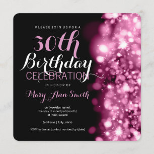 Invitación trigésimo Luces chispeantes rosadas de la fiesta