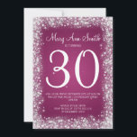 Invitación trigésimo Rosa chispeante del purpurina de la<br><div class="desc">Trigésimo diseño elegante de la invitación de la fiesta de cumpleaños con adorno rosado chispeante sofisticado del purpurina,  nombre y fecha de encargo y texto adicional. Impresione su familia y amigos con este diseño elegante y moderno. ¡Completamente adaptable! Fácil de utilizar y fácil personalizar.</div>
