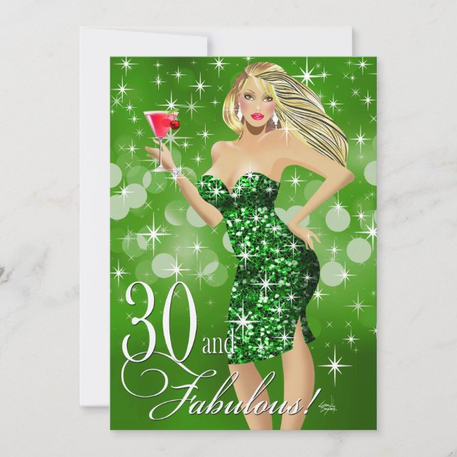 Invitación Trigésimo verde del cumpleaños el | de la bomba (Anverso)