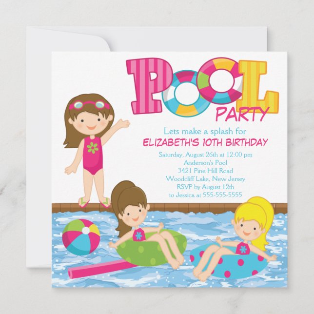 Invitación triguena de la fiesta en la piscina del (Anverso)
