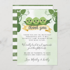 Invitación Trillizos de notas de cartas de agradecimiento a P