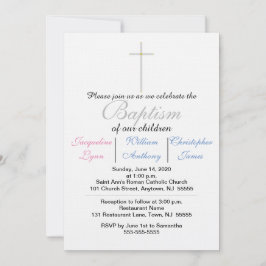 Invitación Trillizos rosa azul de bautismo