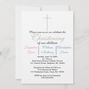Invitación Trillizos rosas azules de Navidad