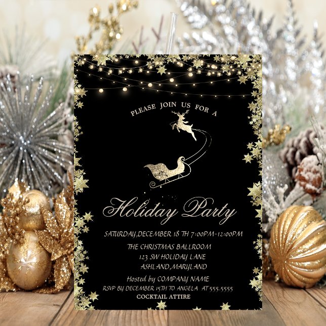 Invitación Trineo de Navidad Renoos Estrellas Fiesta (Subido por el creador)