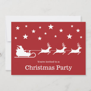 Invitación Trineo de Santa Claus Blanco Sobre Rojo - Fiesta d