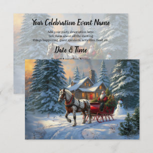 Invitación Trineo de un caballo de Santa Claus