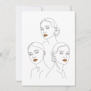 Invitación Trío de Arte de Línea Femenina Elegante, Minimalis
