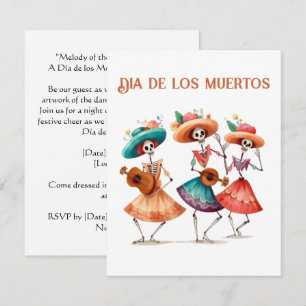 Invitación Trío de Calavera Bailarina del Día de los Muertos