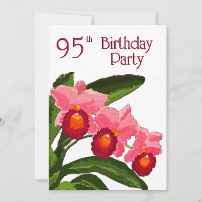 Invitación Trío de la fiesta de cumpleaños de Cattleyas 95 (Anverso)