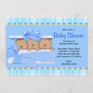 Invitación Tríos azules dulces LINDOS Baby Shower
