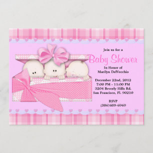 Invitación Tríos ROSADOS dulces LINDOS Baby Shower