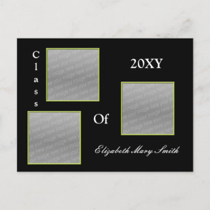 Invitación TRIPLE de la graduación del verde de la