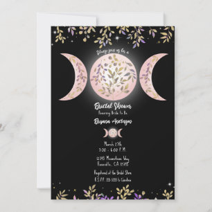 Invitación Triple Diosa Luna Botánica Luvia Negra de Boda