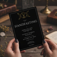 Triple diosa Wiccan Moon Black Handfast Two Side