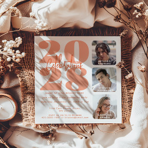 Invitación triple graduación foto melocotón