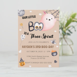 Invitación Triple Halloween Espíritu Tercer cumpleaños