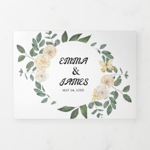 Invitación triple-volante de Boda de hoja todo en 