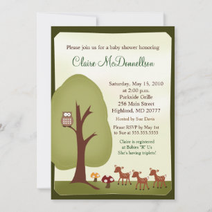 Invitación TRIPLETS Baby Deer Woodland Forest Baby Shower