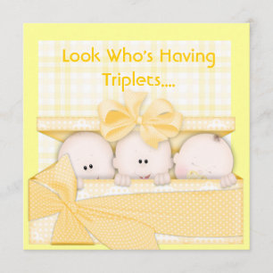 Invitación TRIPLETS BABY SHOWER INVITATION para MÚLTIPLES