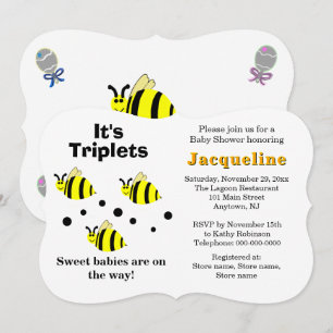 Invitación Triplets Bebé Amarillo Rata Baby Shower