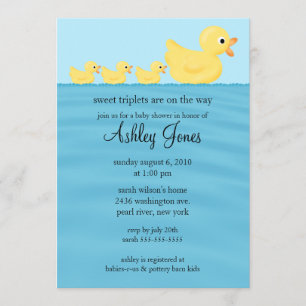 Invitación Triplets Duck Baby Shower