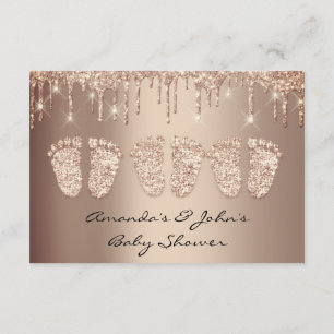 Invitación Triplets Rosa de pies de Baby Shower Chica