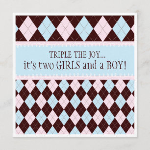 Invitación Triplique el trío Baby Shower del chica del
