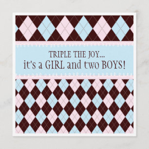 Invitación Triplique el trío Baby Shower del chica del
