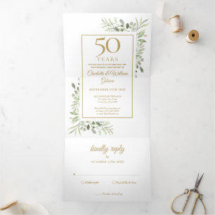 Invitación Tríptica 50.º Aniversario de Oro Boda Fotovegetación