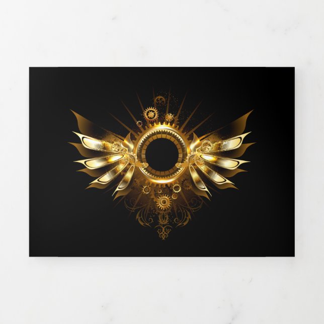 Invitación Tríptica alas de estilo steampunk (Foto de portada)