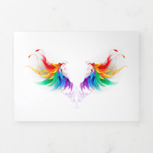 Invitación Tríptica Alas del arco iris fluidas