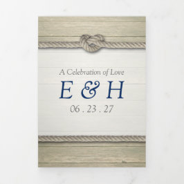 Invitación Tríptica Amarrando La Suite De Bodas De Playa Rustica Knot