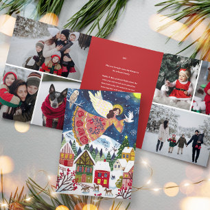 Invitación Tríptica Ángel de Navidad paz en la tierra Foto Navidad