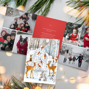 Invitación Tríptica Animales del Bosque Escandinavo Navidad Fiesta