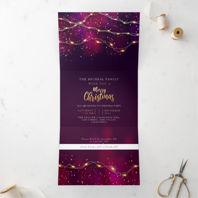Invitación Tríptica Año de Navidades del Personalizado de iluminación  (Interior)