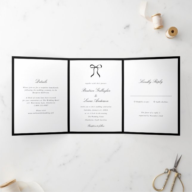 Invitación Tríptica Arco Simple Clásico Boda (Interior)