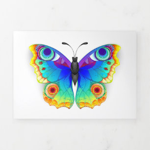 Invitación Tríptica Arcoiris mariposa Peacock Eye