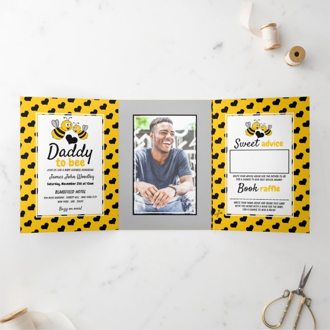 Invitación Tríptica Bee de miel, Suite Baby Shower (Interior)